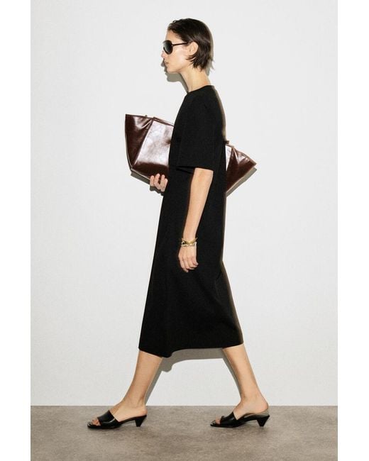 COS Black Belt-Detail Midi T-Shirt Dress