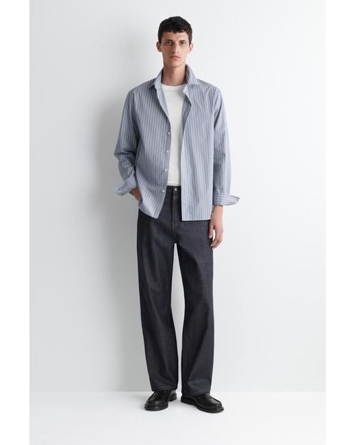 COS Blue Relaxed Striped Cotton Shirt for men