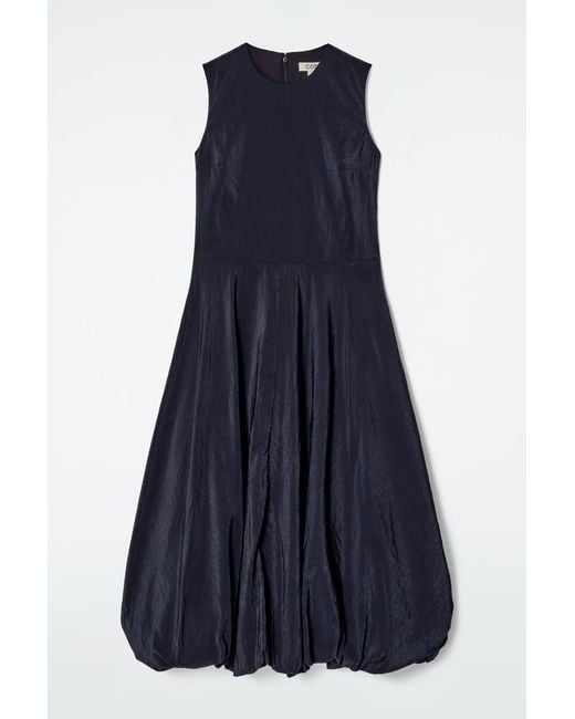 COS Blue Sleeveless Bubble-Hem Midi Dress