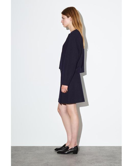COS Blue Boiled Merino Wool Cardigan
