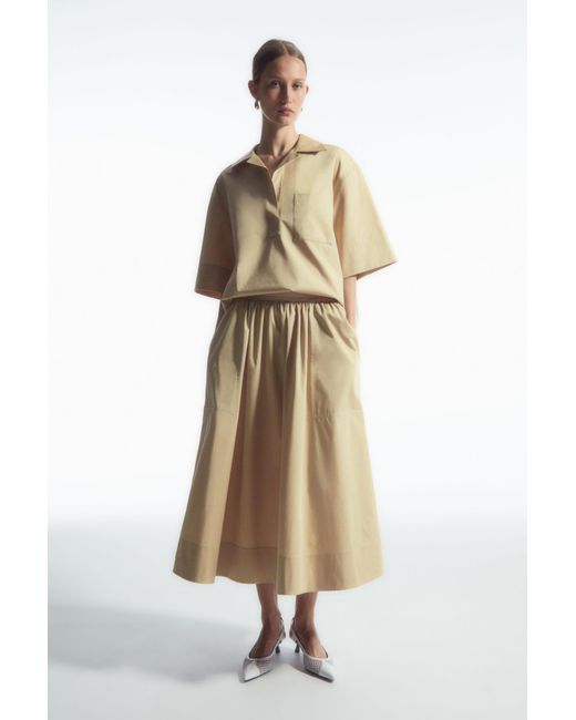 COS Natural Elasticated Midi Skirt