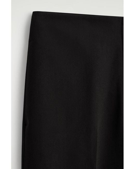 COS Black Wool-Blend Barrel-Leg Pants