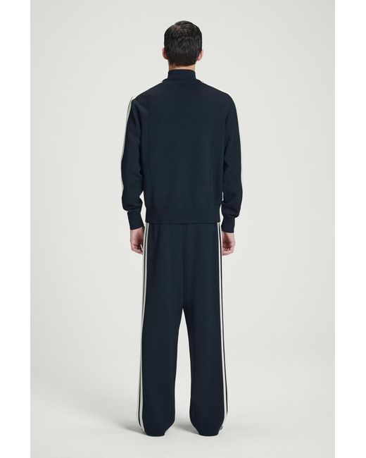 COS コントラストストライプニット　トラックジャケット S ネイビー CONTRAST-STRIPE KNITTED TRACK JACKET - NAVY / IVORY | COS