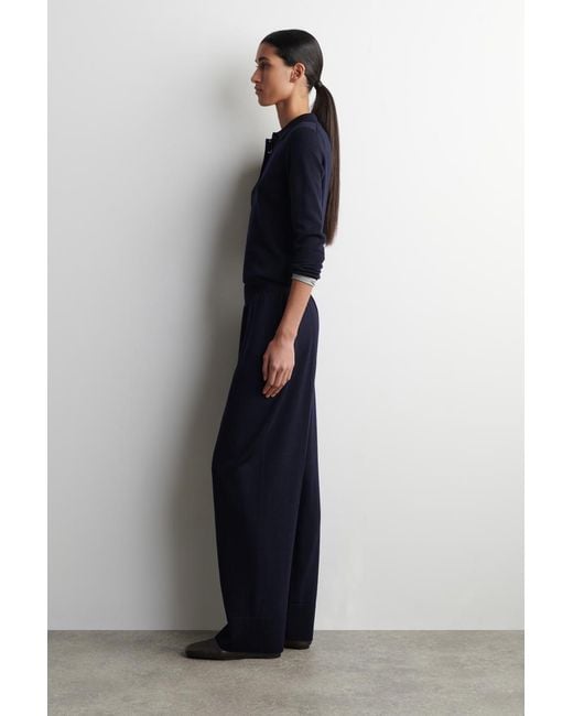 COS Blue Elasticized Merino Wool Pants