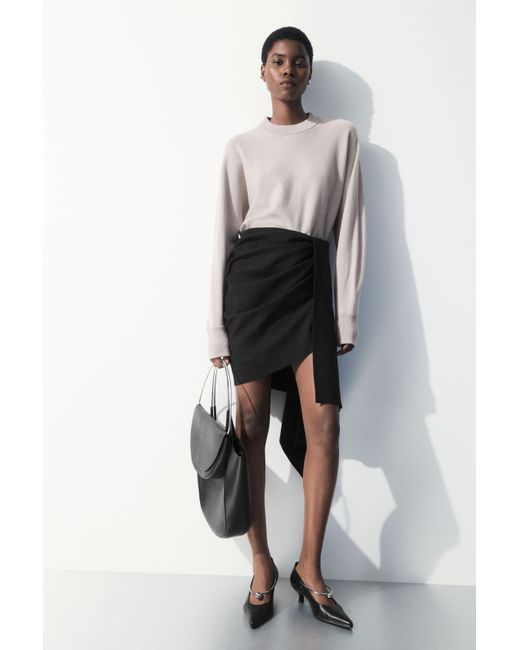 COS Black The Asymmetric Draped Mini Skirt