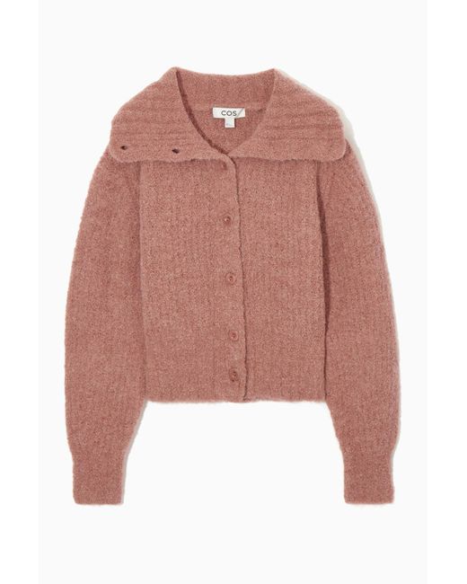 COS Pink Spread-collar Textured Alpaca Cardigan