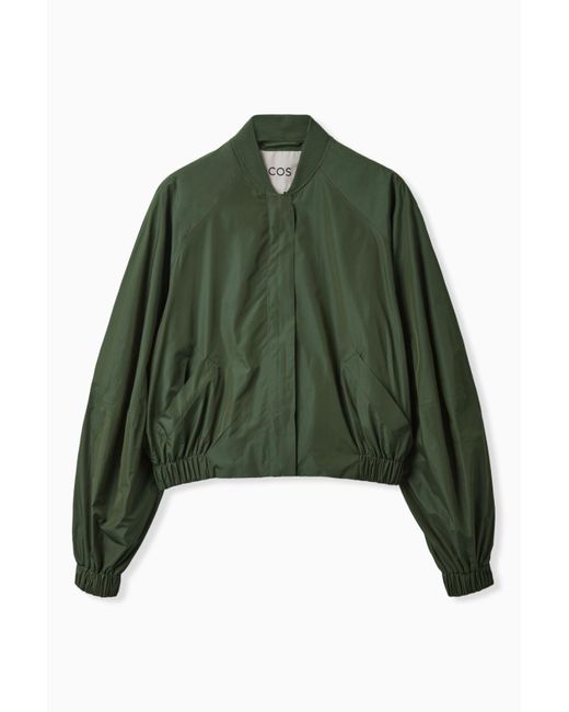 COS Cotton Voluminous Cropped Blazer Jacket in Green - Lyst