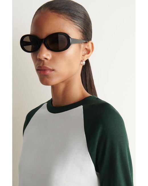 COS Black Long-Sleeved Cotton Raglan T-Shirt