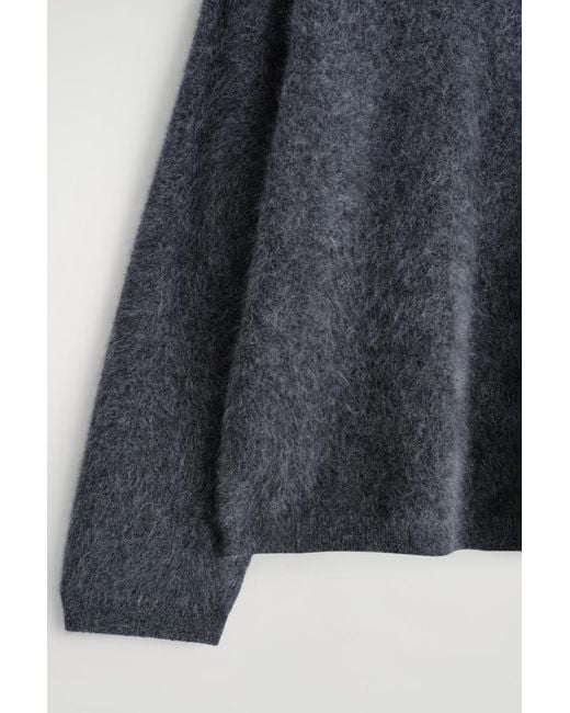 COS Blue Brushed-Cashmere Crew-Neck Sweater