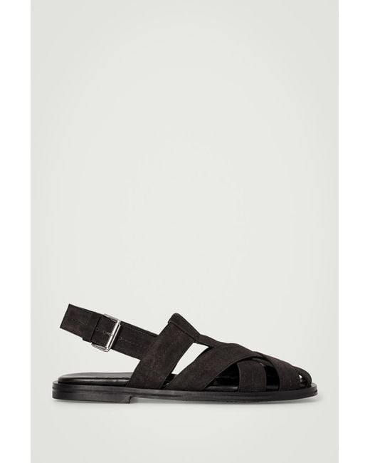 COS Black Suede Fisherman Sandals for men