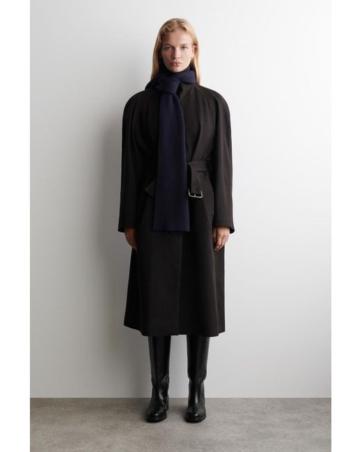 COS Blue Ribbed Wool-Cashmere Scarf