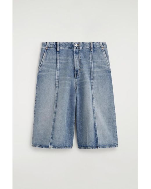 COS Blue Pintucked Denim Culottes