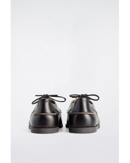 COS White Leather Boat Shoes for men