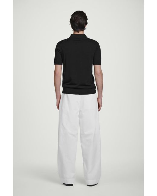 COS Black Slim Knitted Silk Zip-Up Polo Shirt for men