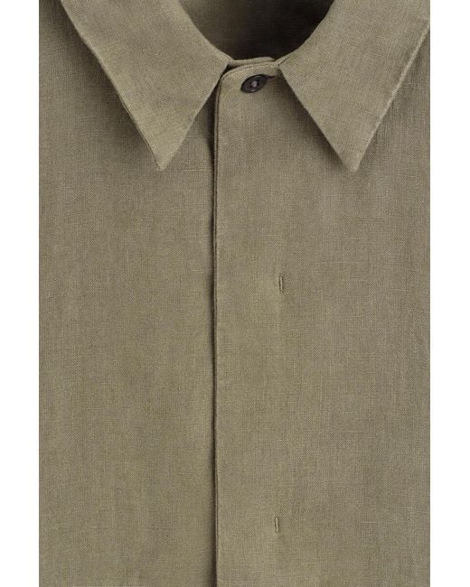 COS Green Linen Short-Sleeved Shirt for men