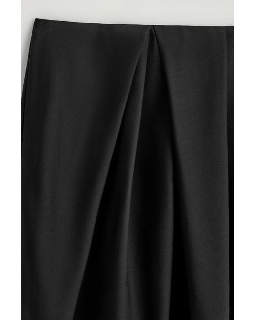 COS Black Pleated Wool Midi Tulip Skirt