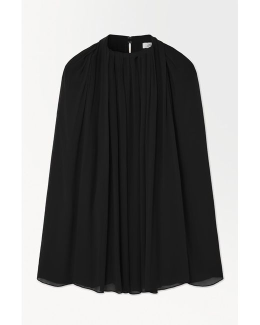 COS Black The Crinkled Silk-chiffon Blouse
