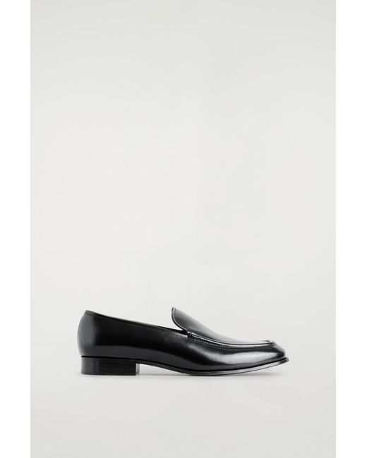 COS White Polished-Leather Loafers