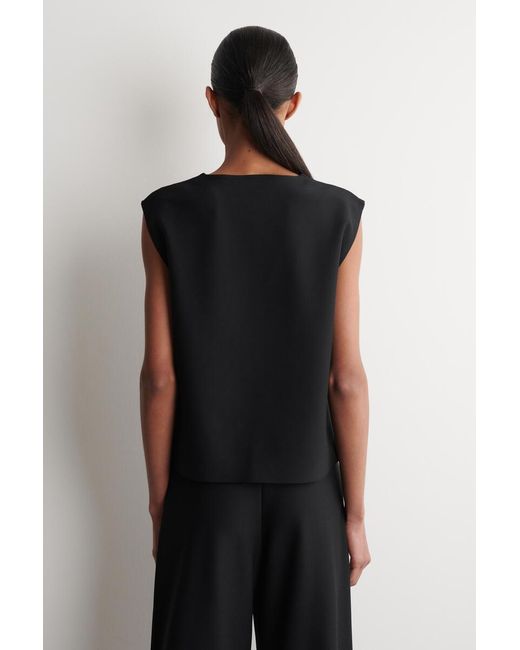 COS Black Buttoned Knitted Top