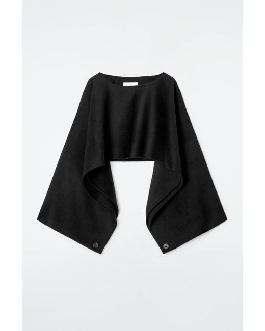 COS Double-Faced Wool Hybrid Cape in Black | Lyst