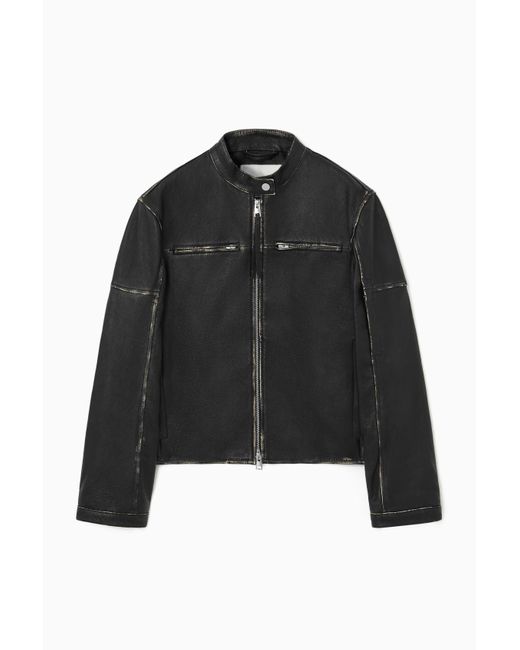 COS Black Leather Moto Jacket