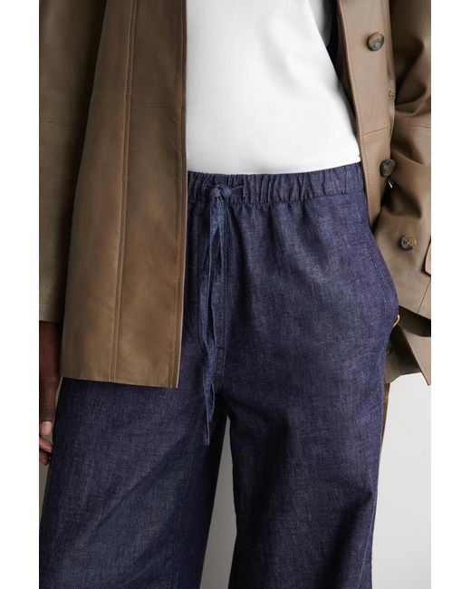 COS Blue Denim Wide-leg Drawstring Trousers