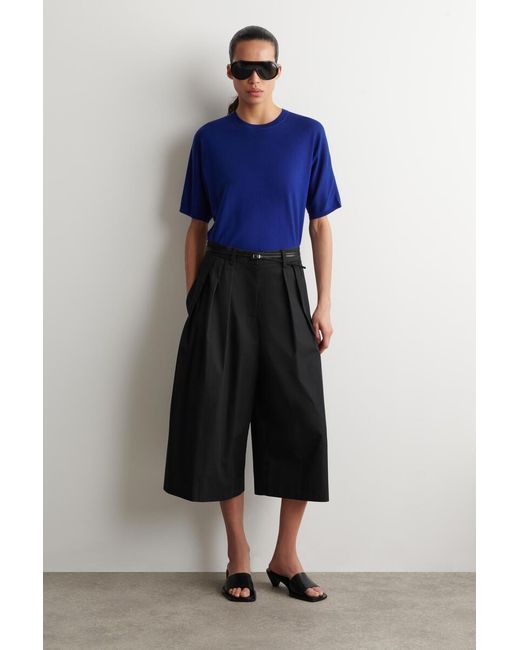 COS Blue Knitted Merino Wool T-Shirt