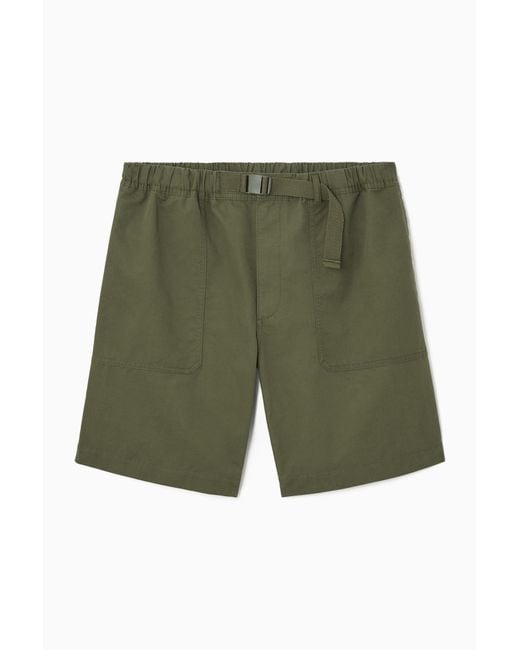 COS Green Buckled Utility Shorts for men