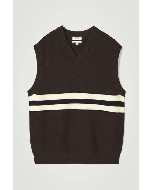 COS Black Double-stripe Knitted Tank for men