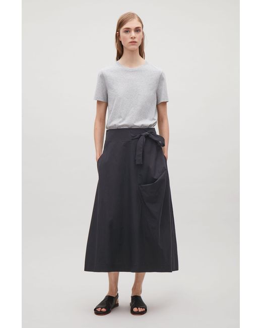 COS Black A-line Wrap-over Skirt