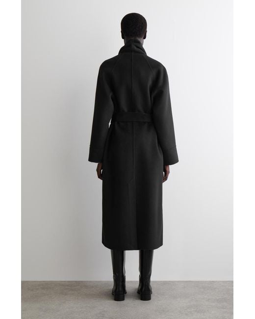 COS Black Belted Double-Faced Wool Long Coat