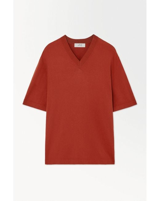 COS Red The Knitted Silk T-shirt for men