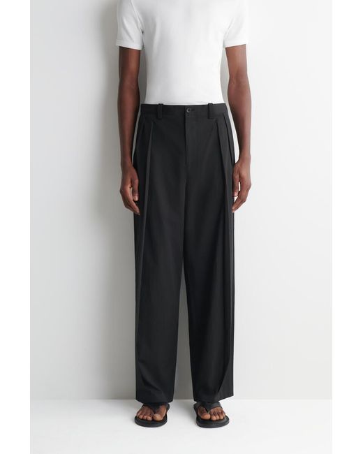 COS Black Cotton Relaxed Wide-Leg Drawstring Pants for men