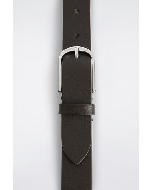 COS White Rounded-Buckle Leather Belt for men