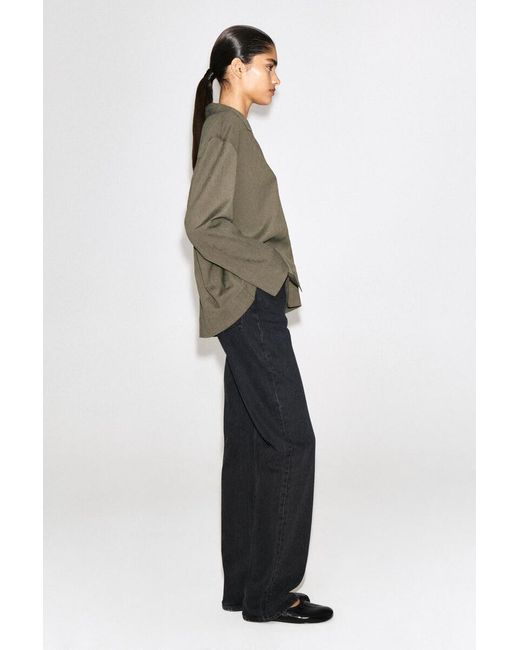 COS Green Crinkled-Jersey Shirt