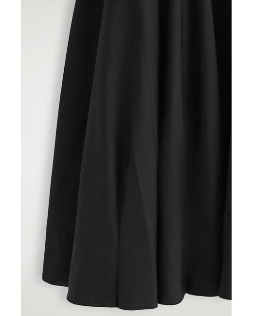 COS Black Boat-Neck Cotton A-Line Midi Dress