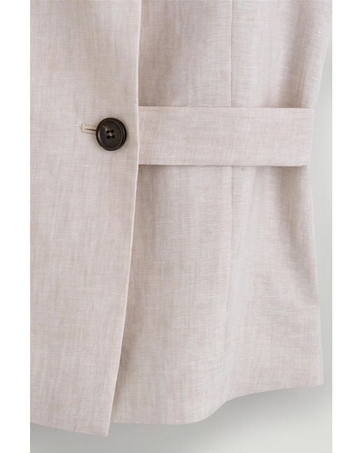 COS Natural Shawl-Collar Belted Linen Vest