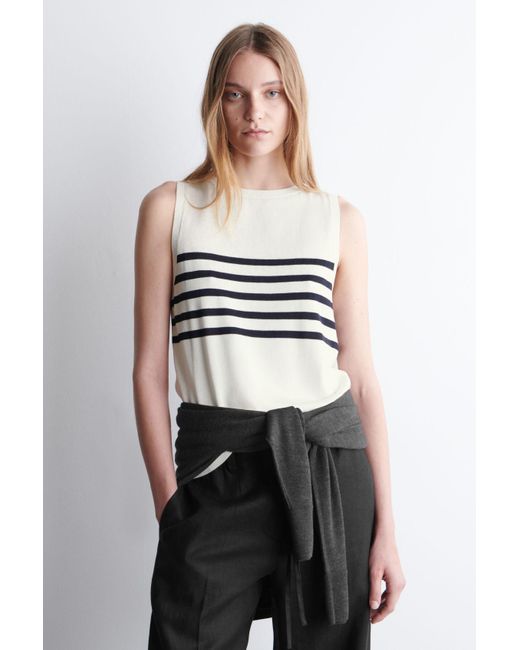 COS Natural Striped Knitted Tank Top