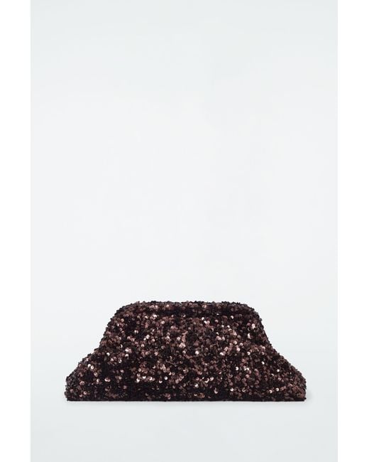 COS White Oversized Sequinned Framed Clutch Bag