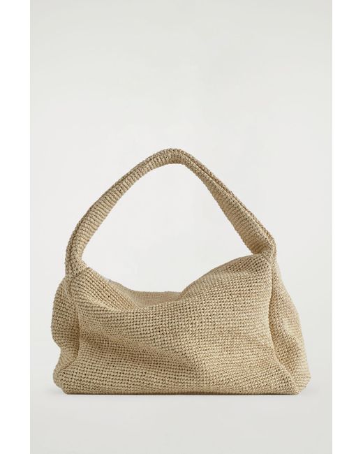 COS Metallic Slouchy Tote Bag - Raffia