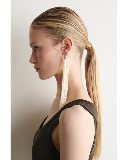 COS White Fringed Earrings