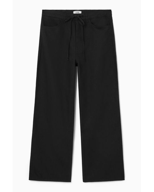 COS Black Wide-leg Drawstring Trousers