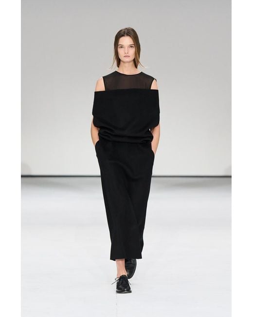 COS Black Off-The-Shoulder Wool-Silk Dress