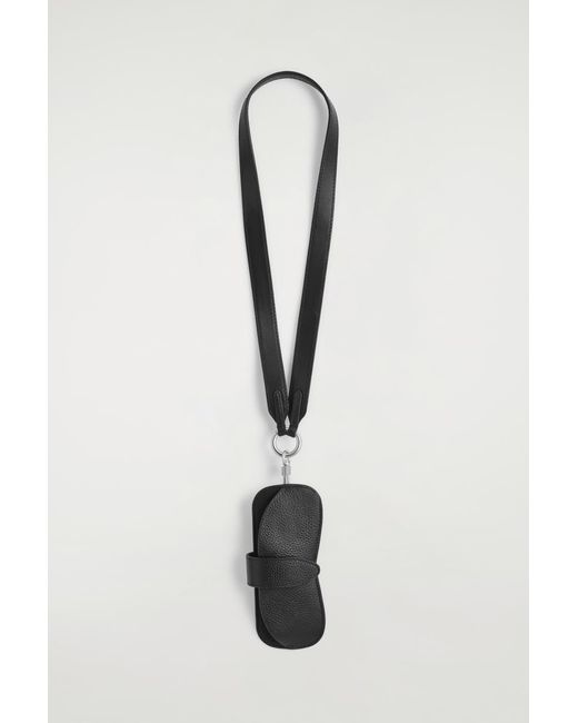 COS Black Leather Lanyard Sunglasses Case for men