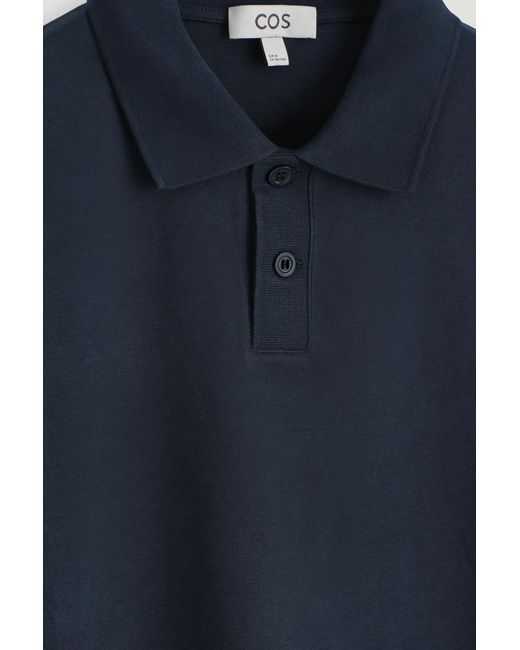 COS Blue Interlock Cotton Polo Shirt for men