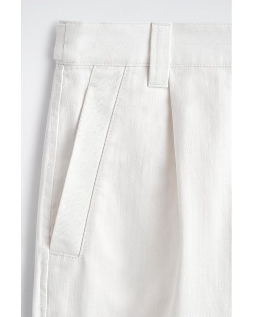 COS White Denim-Herringbone Relaxed-Fit Tapered Trousers for men
