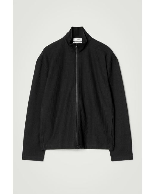 COS Black Ribbed Jersey Track Jacket for men