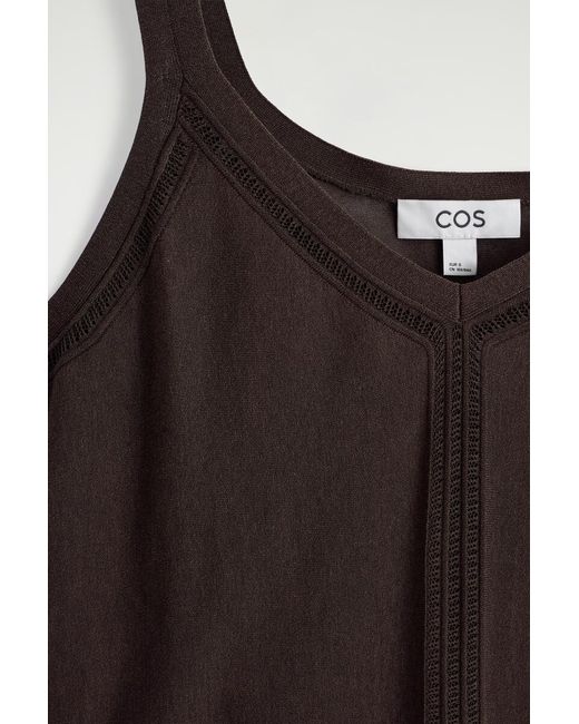 COS Brown Open-Knit Detail Tank Top