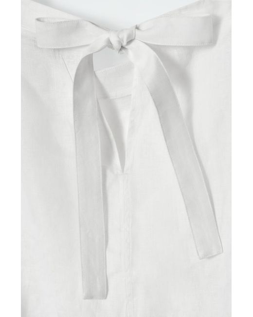COS White Tie-Detail Linen Blouse