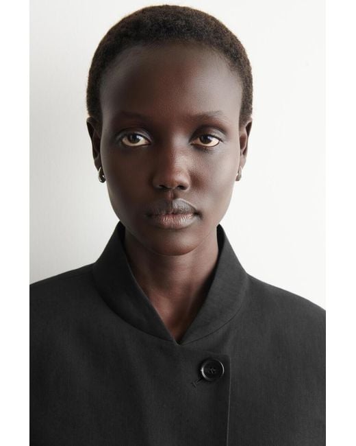 COS Black Cropped Structured Linen Blazer